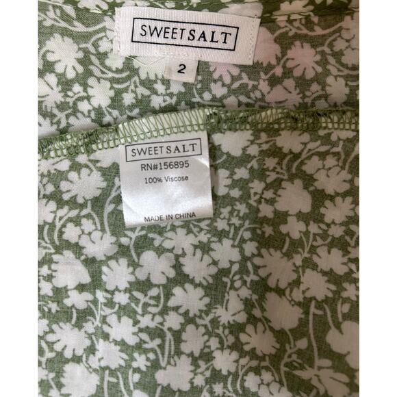 Sweet Salt Dress 2 XS Green Floral Midi Cottage Core Pockets - Picture 9 of 10